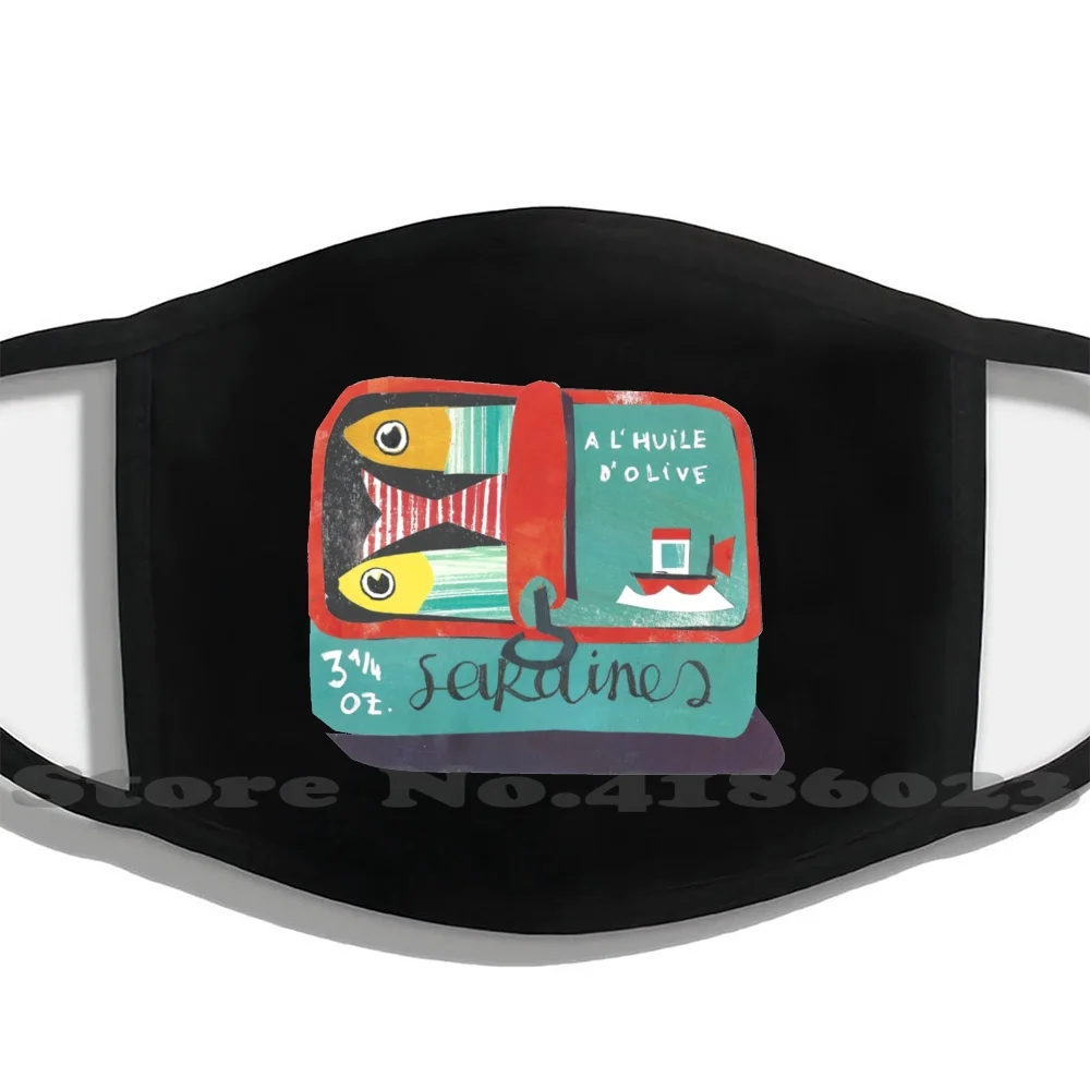 

Sardines'S Tin Diy Adult Kids Mouth Mask Face Masks Sardines Collage Mireille Marchand Mireillemarchand Fish