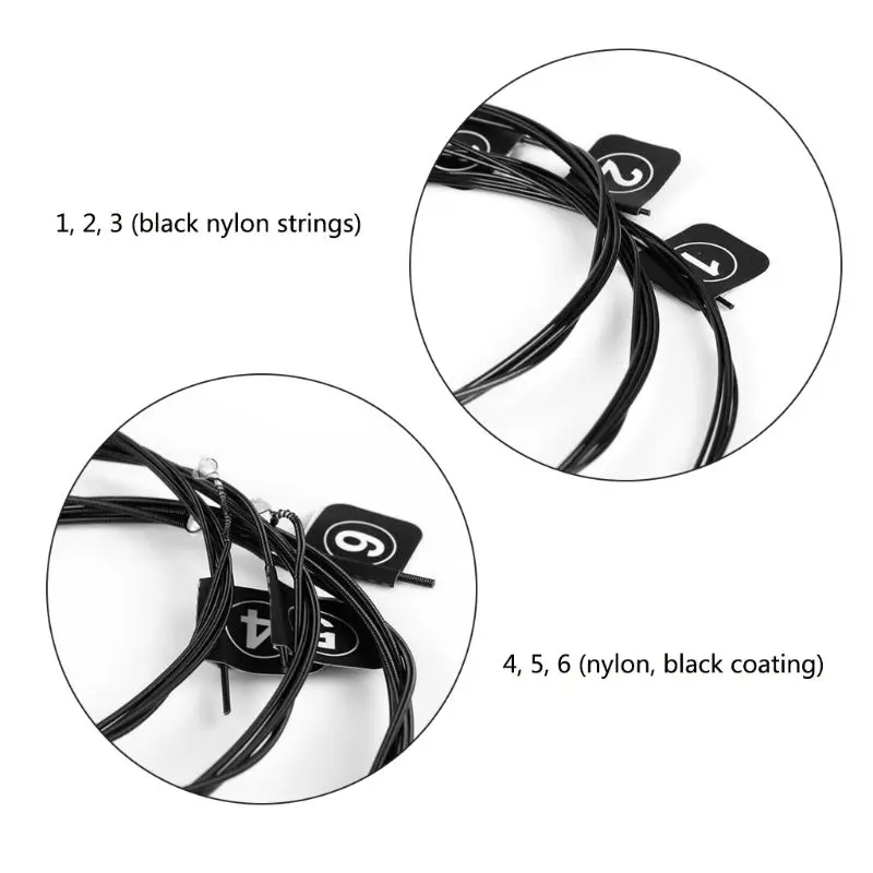 

6pcs/set Nylon + 3% Polyester Classic Guitar Strings 028-045 Color Plated Wire