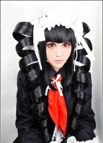 Парики Danganronpa Celestia Ludenberg Стильные черные Спиральные Локоны косплей парик +