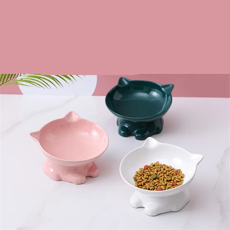 

Creative Colorful Cat Bowl Single Bowl Eco Friendly Raised Feeders Cat Bowl Ceramic Elevated Ciotola Gatto Pet Food Bowl