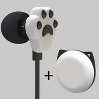 cat paw cartoon cute earphone 3 5mm in ear stereo 1 2m cable with mic earphones protective cover case