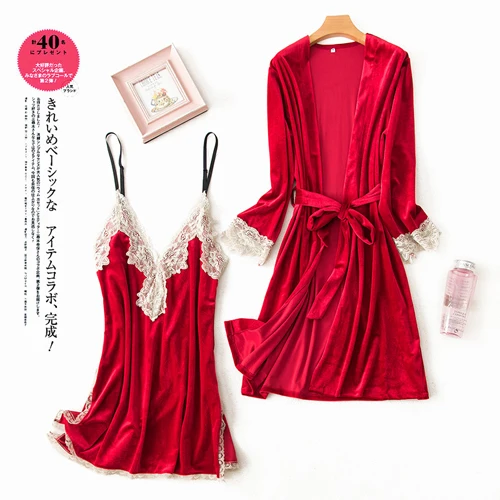 wine red set Fiklyc нижнее белье Женский комплект из двух предметов пижамы camisola de dormir feminino lounge set peniuar pijamas sexys зимний пижамный комплект - Цвет: wine red set