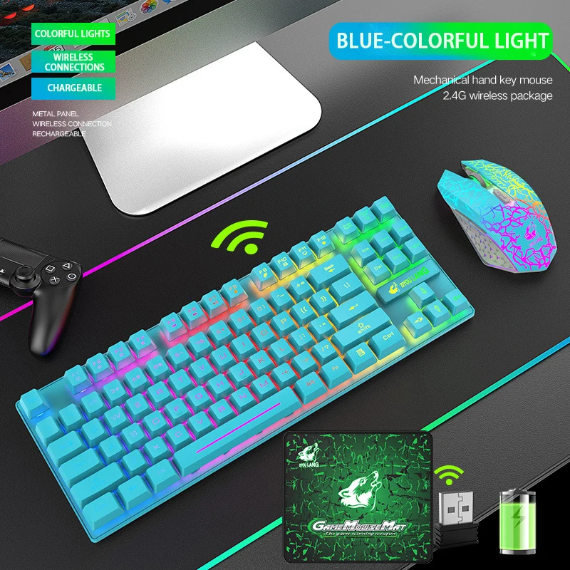 

Wireless Charging Keyboard and Mouse Set Gaming Glowing Wireless Keyboard and Mouse Set Keyboard Gaming Rubber Keycaps