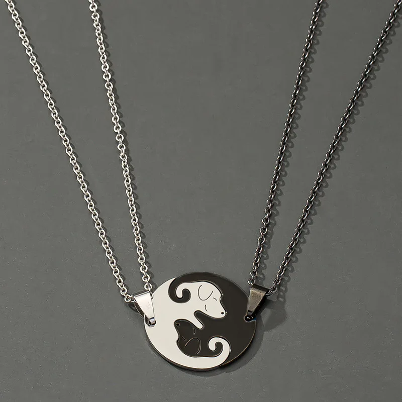 

2 шт./компл. Ins черная цепочка собака лучшие друзья пирсинг Подвеска Колье Ожерелья модные корейские Модные женские ювелирные изделия вечерн...