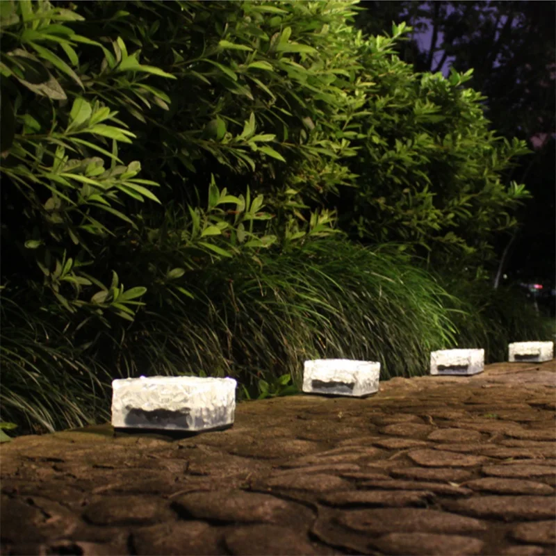 OUFULA солнечные подземные светильники 4LED ледовые кирпичные огни домашние