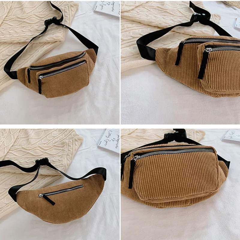 

Ladies Designer Waist Bags Casual Fashion Street Fanny Pack Women Men Corduroy Waist Bag Female Phone Chest Bag Bum Belt Bags