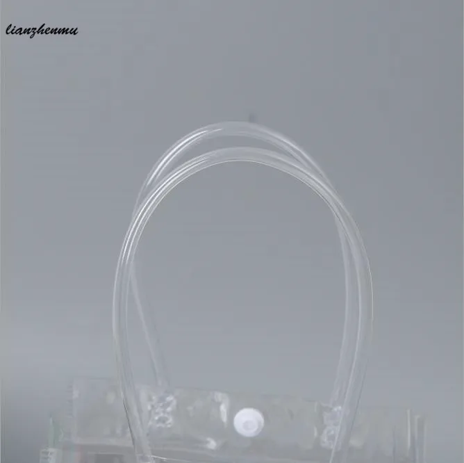 

10pcs PVC plastic gift bags with handles plastic wine packaging bags clear handbag party favors bag Fashion PP Bags With Button