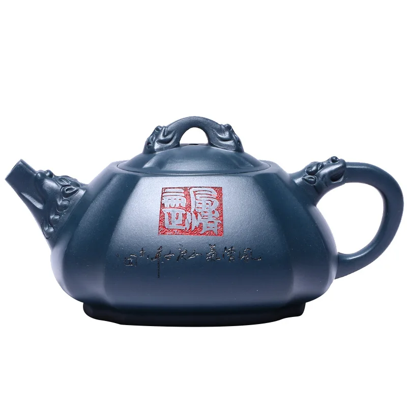 

Yixing raw Tianqing clay teapot hand carved Longyun shipao Teapot Tea Set