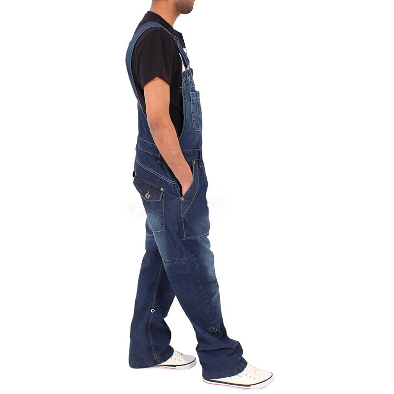 S-5XL Nieuwe Stijl Mannen Baggy Jeans Jarretel Broek Mode Multi-Zakken Losse Denim Broek Jumpsuit Bib Broek Pocket Overalls