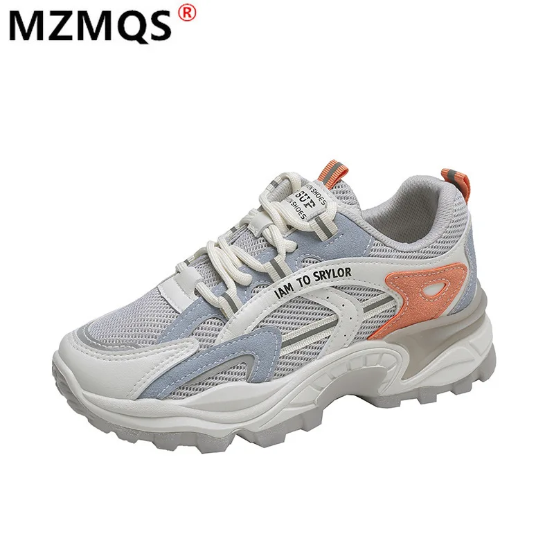 

2021 Spring Women's Vulcanize Shoes Chunky Sneakers Women Fashion Platform Shoes Lace-up Women Low-heeled Casual Shoes Asakuchi