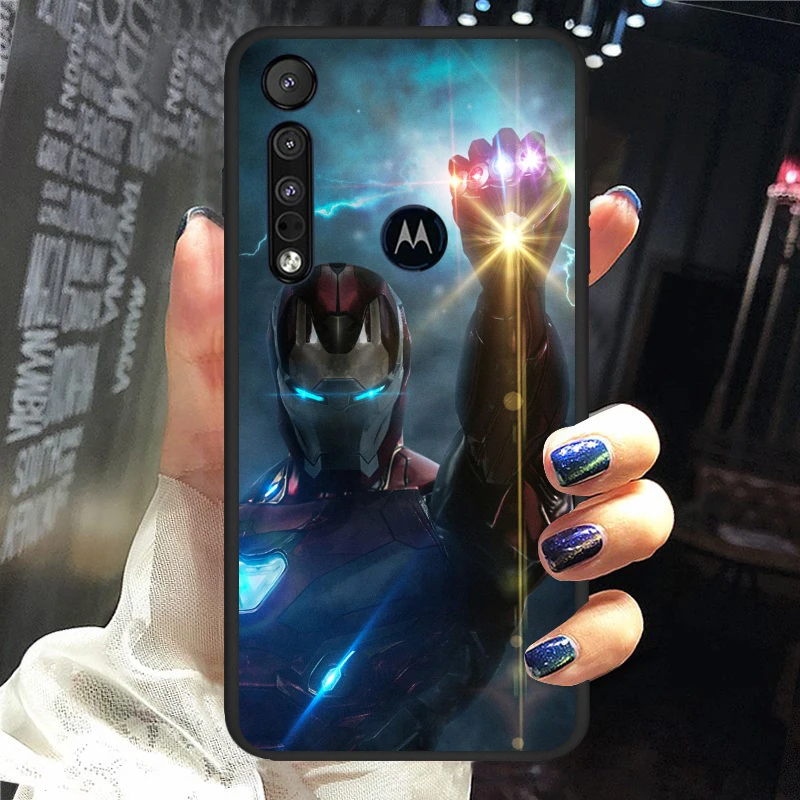 

Iron Man Cool Marvel for Motorola G9 G8 G E7 E6 One Play Marco Hyper Fusion Stylus Power Edge Plus Soft Black Phone Case