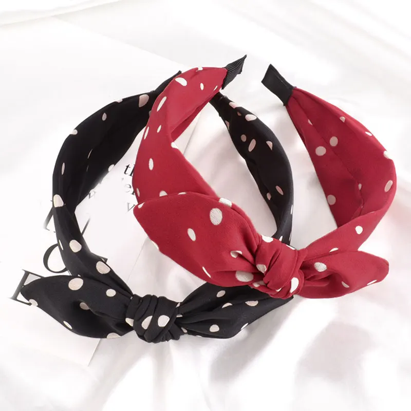 

New Fashion Women Headband Big Bow Hairband Girls Dot Rabbit Ears Hair Hoop Bowknot Head Hoop Adult Color Hair Accessories