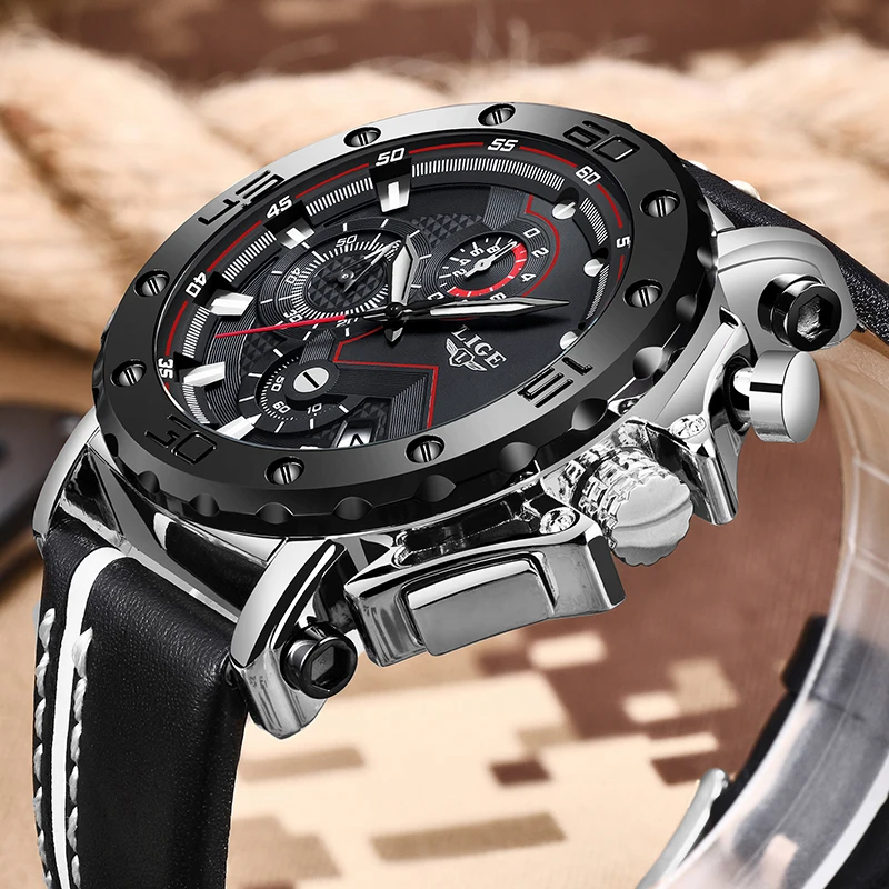 Relogio Masculino модные часы мужские LIGE Топ люксовый бренд мужские деловые кожаные военные водонепроницаемые большие часы с циферблатом даты