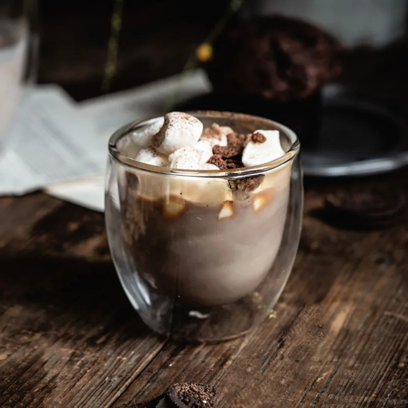 Двойные стеклянные кофейные чашки Wudruncy изолированная стеклянная кружка для кофе