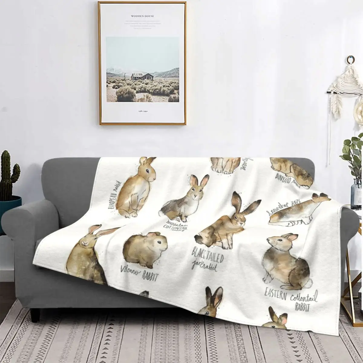 

Manta de conejos y liebres, colcha de cama a cuadros, manta de cama de lino, manta de lana, colcha de pik