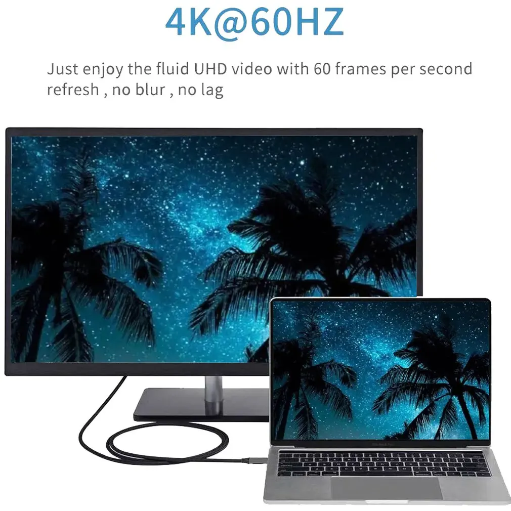 Кабель-переходник USB-C/Mini DisplayPort Thunderbolt 3 1 8 м в оплетке 4K | Электроника