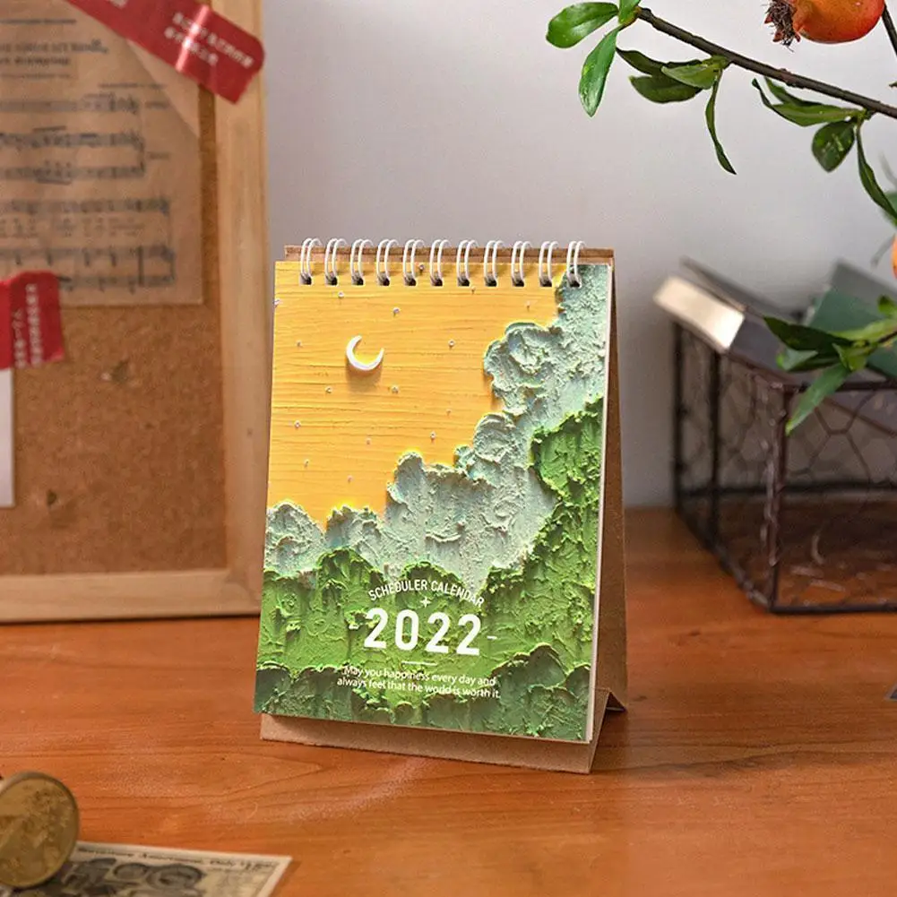 

Винтажный календарь с картиной маслом в виде катушки, новинка 2022, красочный настольный планировщик, офисный календарь, годовые товары для д...