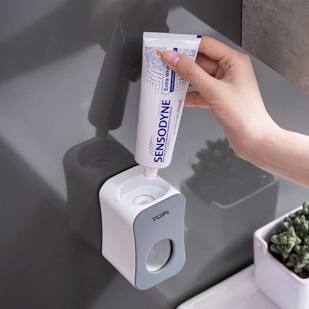 

Creative Automatic Toothpaste Dispenser Wall Dust-proof Toothbrush Holder Wall Mount Storage Rack Bathroom Accessories Squeezer