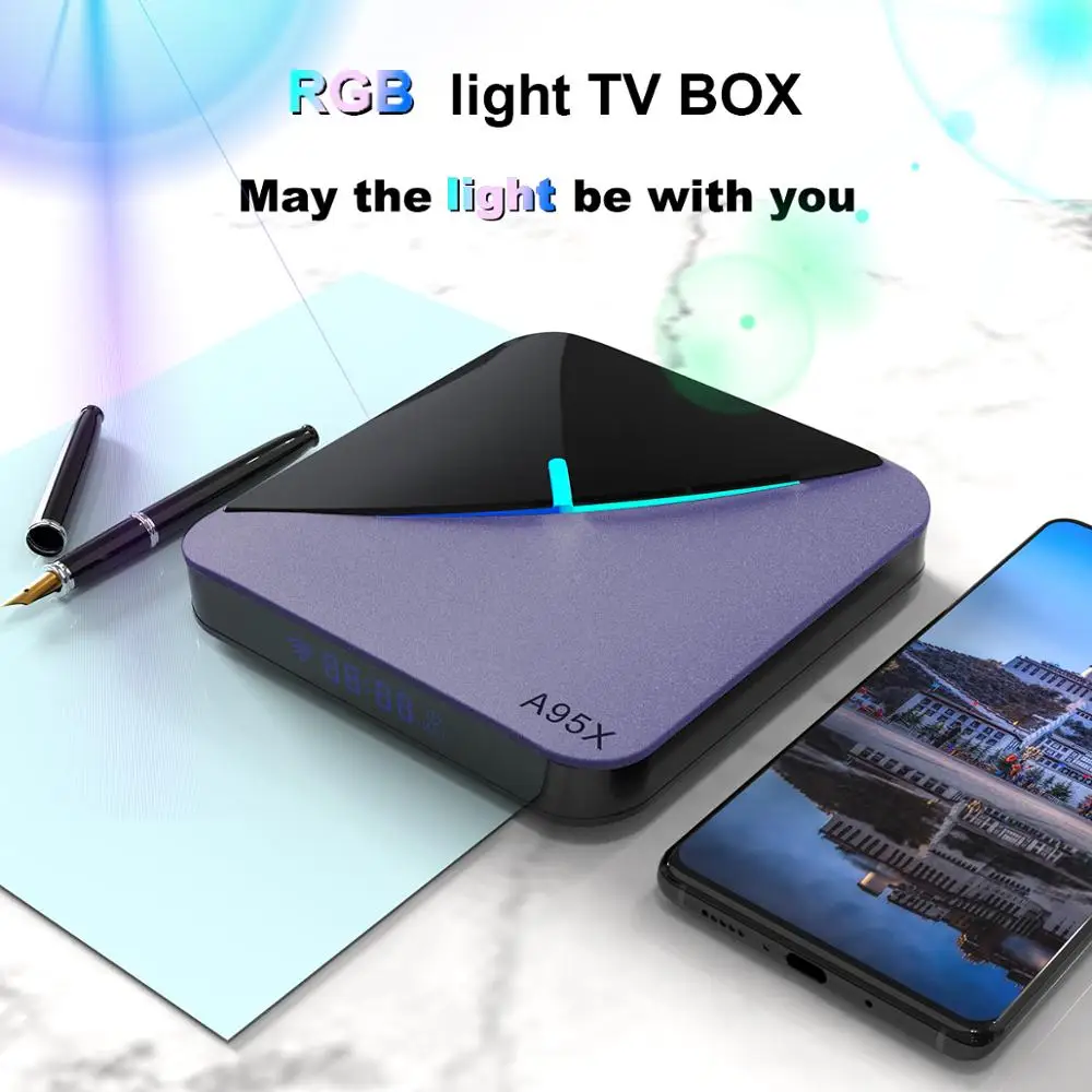 A95X F3 Android 9,0 ТВ приставка RGB светильник последняя Amlogic S905X3 Чип Wifi BT ТВ приставка YouTube 8K Netflix Plex ТВ приставка Смарт ТВ приставка