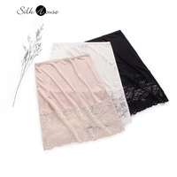 new sexy mulberry silk knitted silk skirt with lace backing petticoat home nightdress