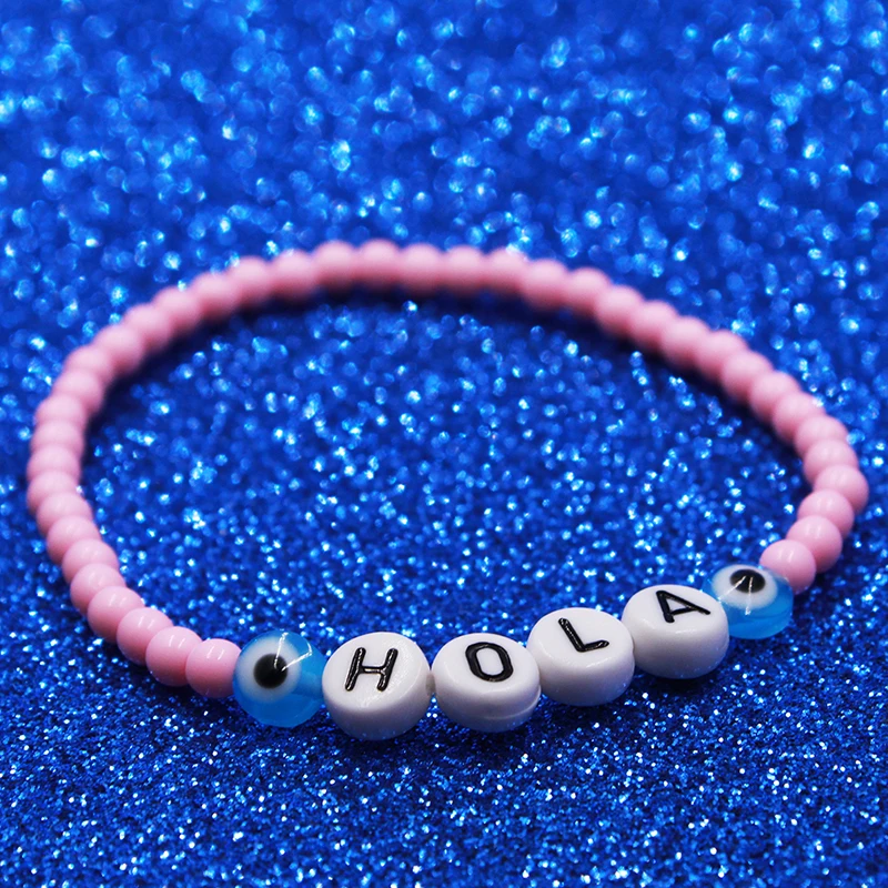 Модный цветной браслет с бусинами из кристаллов надписью Happy Smile для детей