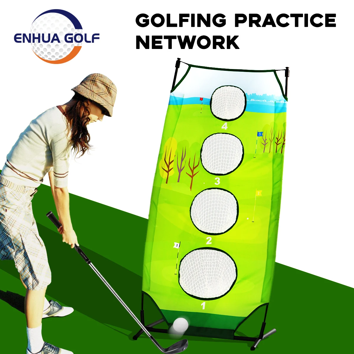 Hitting Net Cornhole Game, Par 1 Set, Fun Golf Game For Outd