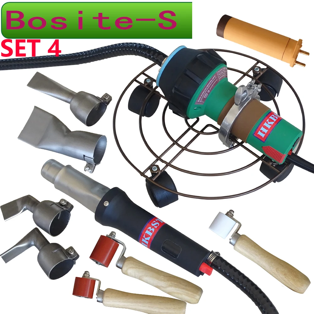 Bosite-S set 4 HKBST Горячего Воздуха Пластиковый сварочный аппарат с 2 м воздуха лошадь и универсальное колесо для сварки pp/pvc листов и viny Пол сварки - Цвет: Bosite-S set 4