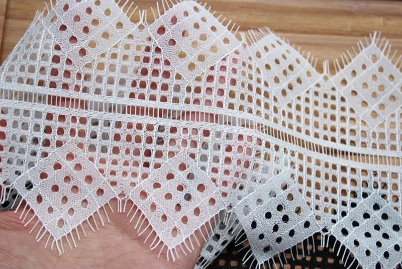 Кружевная ткань с вышивкой из хлопка 13 см | Дом и сад