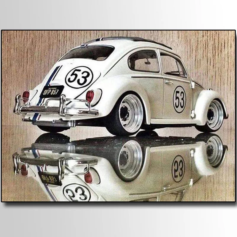 

5D DIY Diamond Painting Herbie Car Art Full Round Drill Pictures Landscape Embroidery Mosaic Cross Stitch Craft Wall Decoration