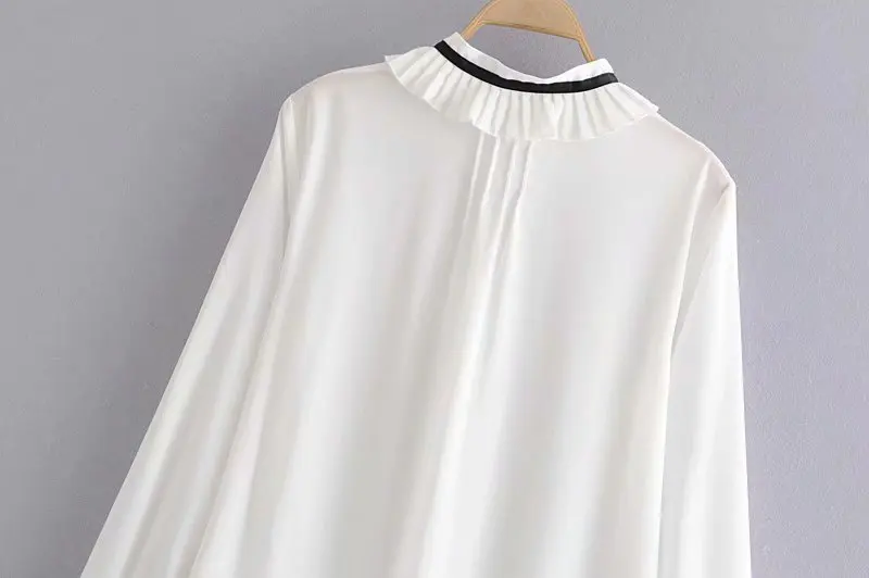 Женская Милая Черная Повседневная белая рубашка с бантом и оборками женская