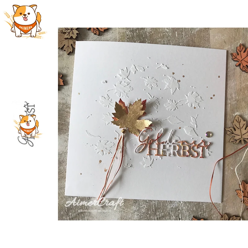 Металлические штампы Goldener Herbst для вырезания надписей рельефные рукоделия