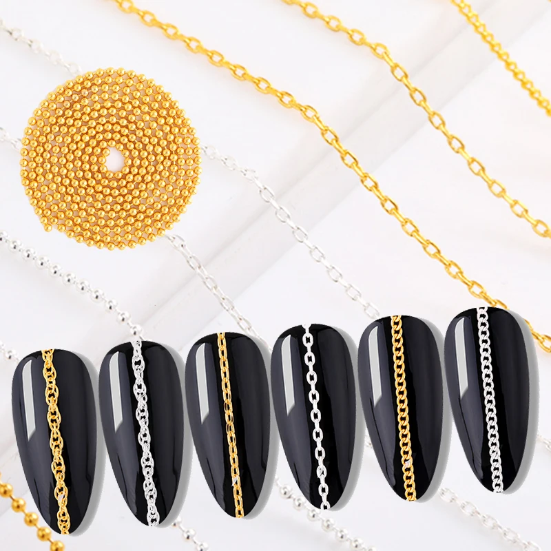 50/10 см сплав для дизайна ногтей металлические цепочки Золотые 3D Подвески