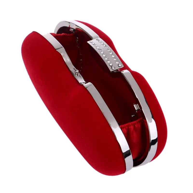 Fashion evening bags clutch women diamonds blue red velvet handbags chain shoulder bag for bridal bridesmaid polyester purses