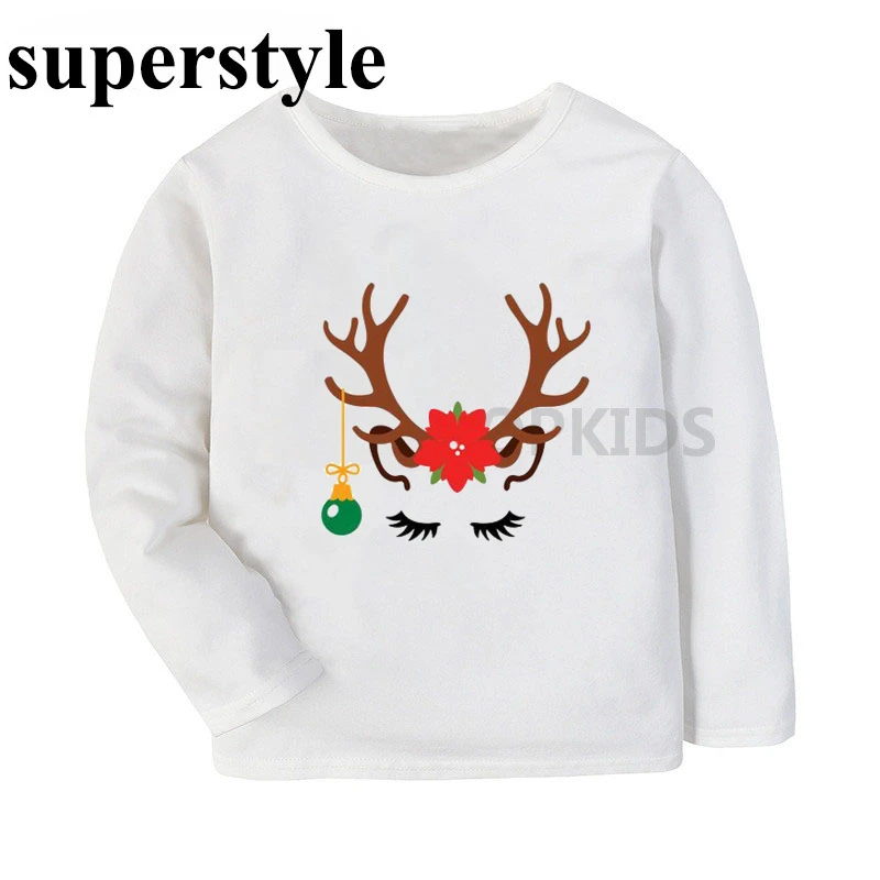 Детские футболки с длинными рукавами для мальчиков и девочек на новый год 2020