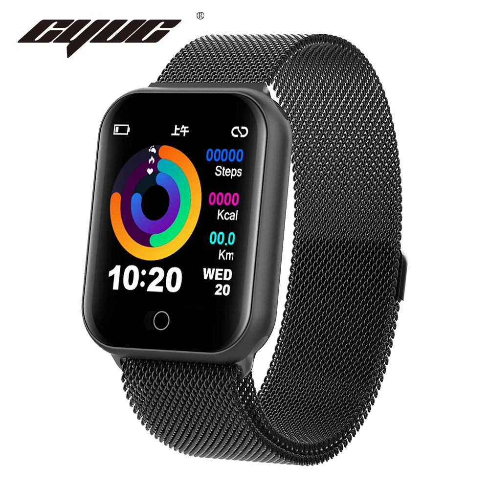 Black Steel Watch Смарт-часы CYUC NY07, sms, напоминание о звонке, пульсометр, кровяное давление, IP67, водонепроницаемые, для Apple, Android, для мужчин и женщин, умные часы - Цвет: Black Steel Watch