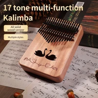 17 key kalimba thumb piano mahogany beginner with accessories song tuning hammer and piano bag note stickers christmas gift