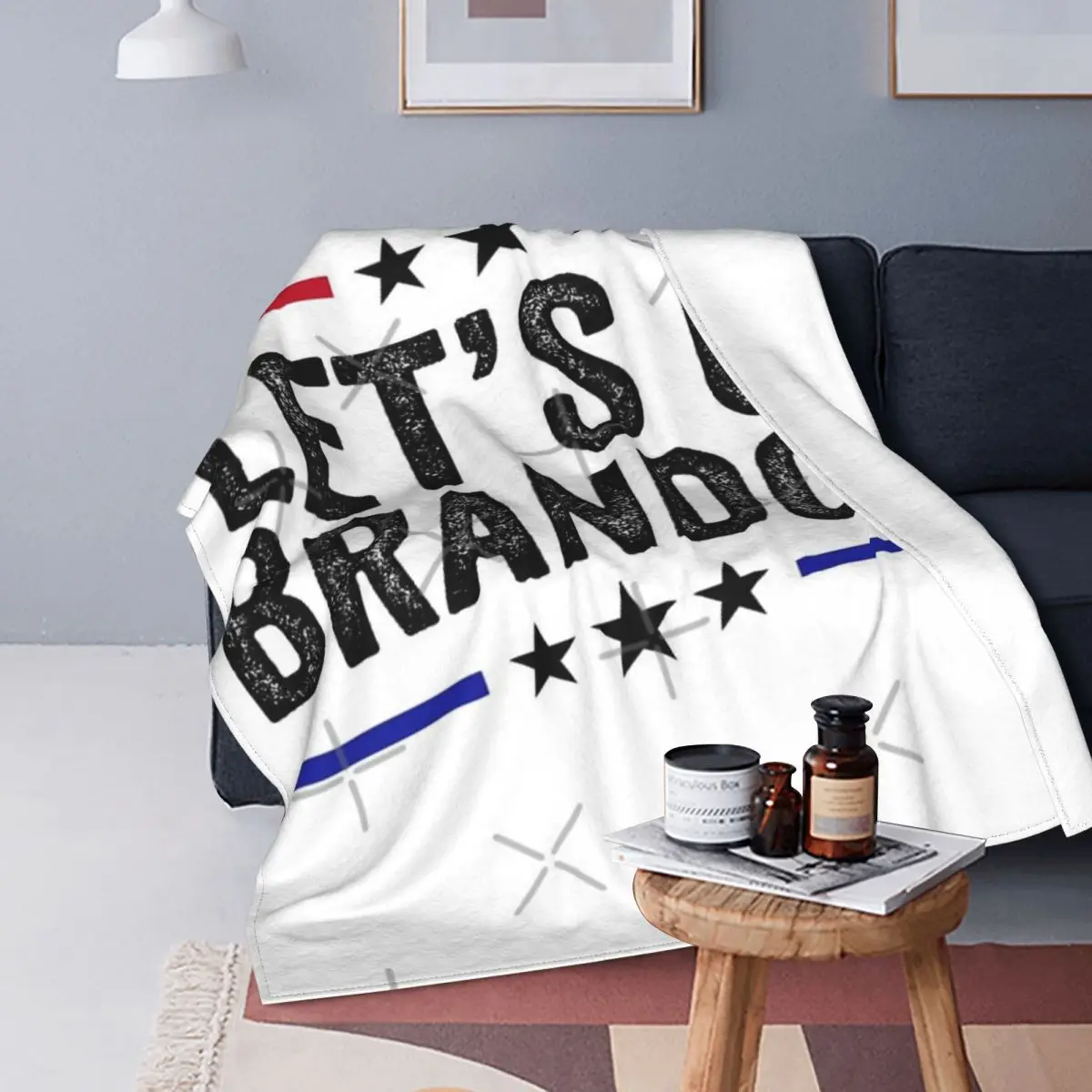 

Let's Go Brandon-colcha divertida Fjb 2021, 1 manta, colcha para cama a cuadros, 135, manta Kawaii