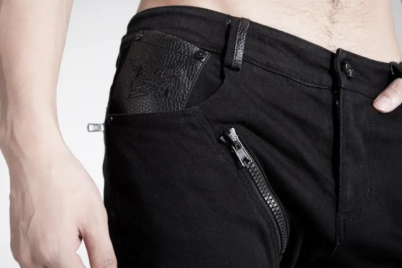 Брюки мужские зауженные из денима модные классические брюки в готическом стиле