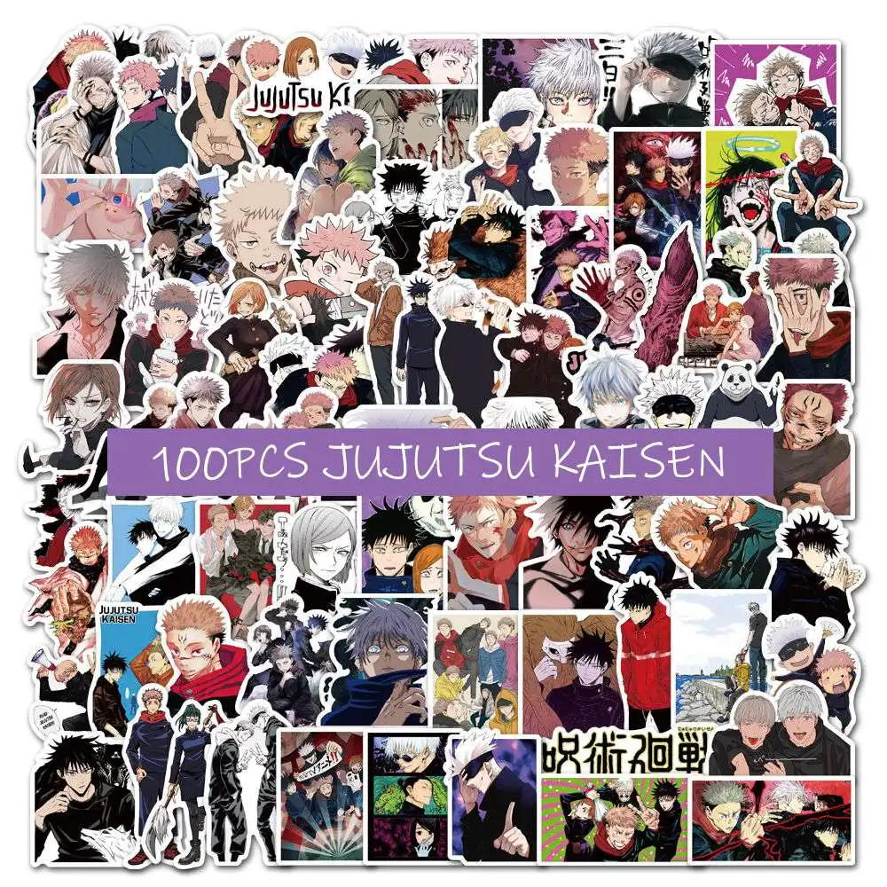 100pcs Jujutsu Kaisen Wall Stickers Janpanese Anime Sticker for Homw Room Decor DIY Luggage Phone Waterproof Decals