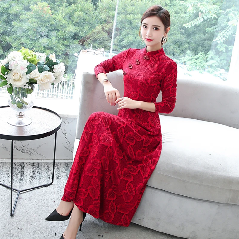 Новинка вязаное жаккардовое винтажное платье в китайском стиле китайское тонкое