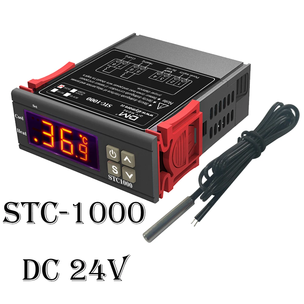 DC 24V Цифровой регулятор температуры Термостат терморегулятор для инкубатора релейный светодиодный 10 А нагревательный охлаждающий STC-1000 12 В 24 В 220 В - Цвет: DC 24V