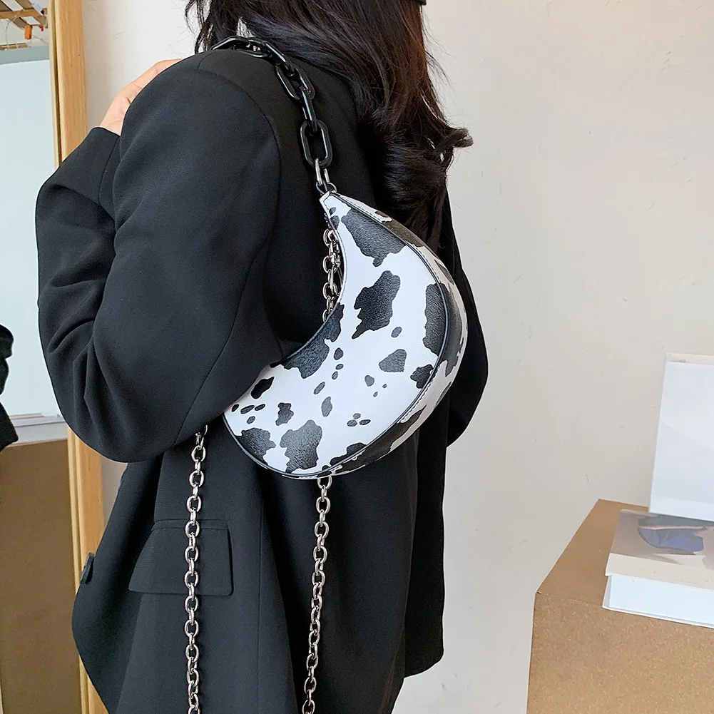 Модная женская сумка мессенджер в форме полумесяца из искусственной кожи с