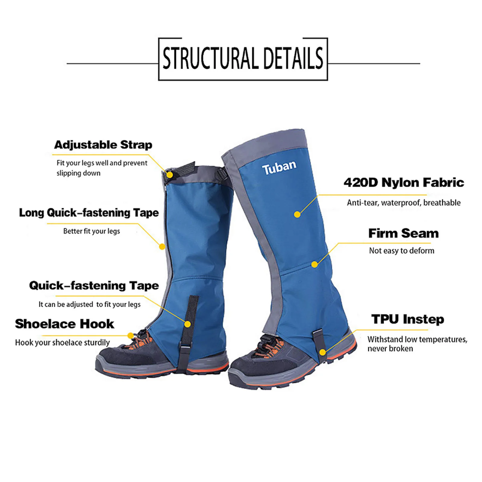 

Waterproof Skiing Boots Gaiters Adjustable Shoe Cover Camping Hiking Boot Ski Snow Cover For Hunting Trekking Climbing leg cover