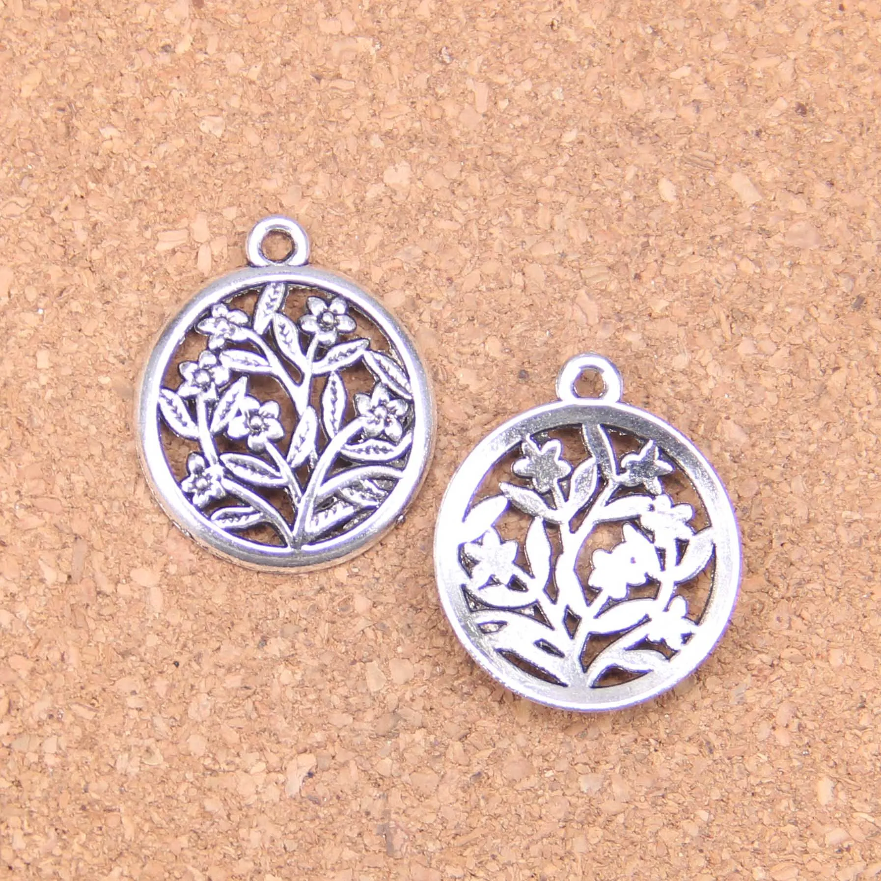 

54pcs Charms circle flower 23mm Antique Pendants,Vintage Tibetan Silver Jewelry,DIY for bracelet necklace
