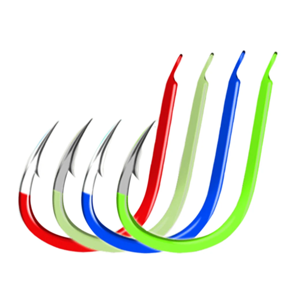 50Pcs Steel Luminous Fish Hook Barbed 3#-15# Series In Fly Fishhooks Worm Pond Fishing Bait Holder Jig Hole Accessories | Спорт и