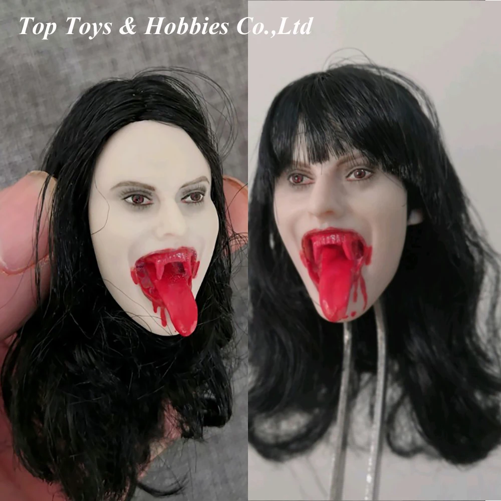 

Женская голова вампира в наличии 1/6, резьба по голове кровяного рта, экшн-фигурка, модели кукол, аксессуары