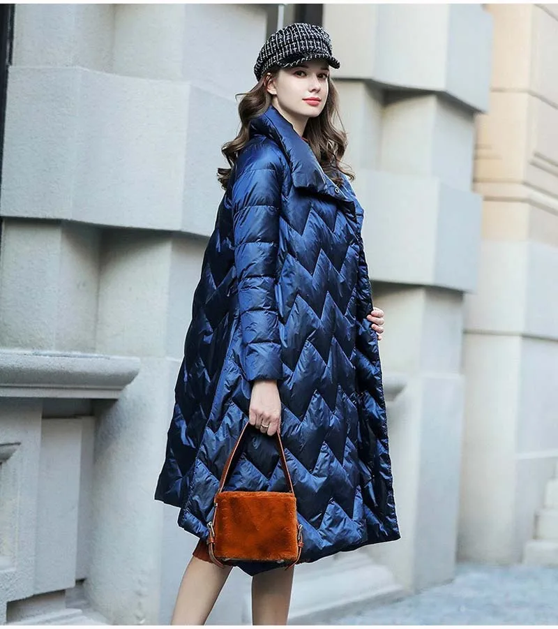Высокое качество женский пуховик элегантный 90% белый пуховик большой размер теплый тонкий женский жакет Новое YNZZU 9O040