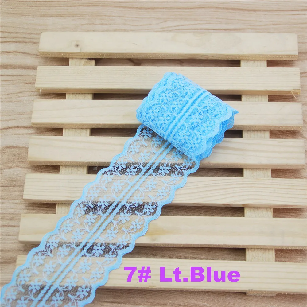 Leght Blue FASMILEY 45 мм кружевная отделка из полиэстера Grosgrain кружевная лента Цветочная отделка разноцветная лента 10 ярдов L133-2 - Цвет: Leght Blue