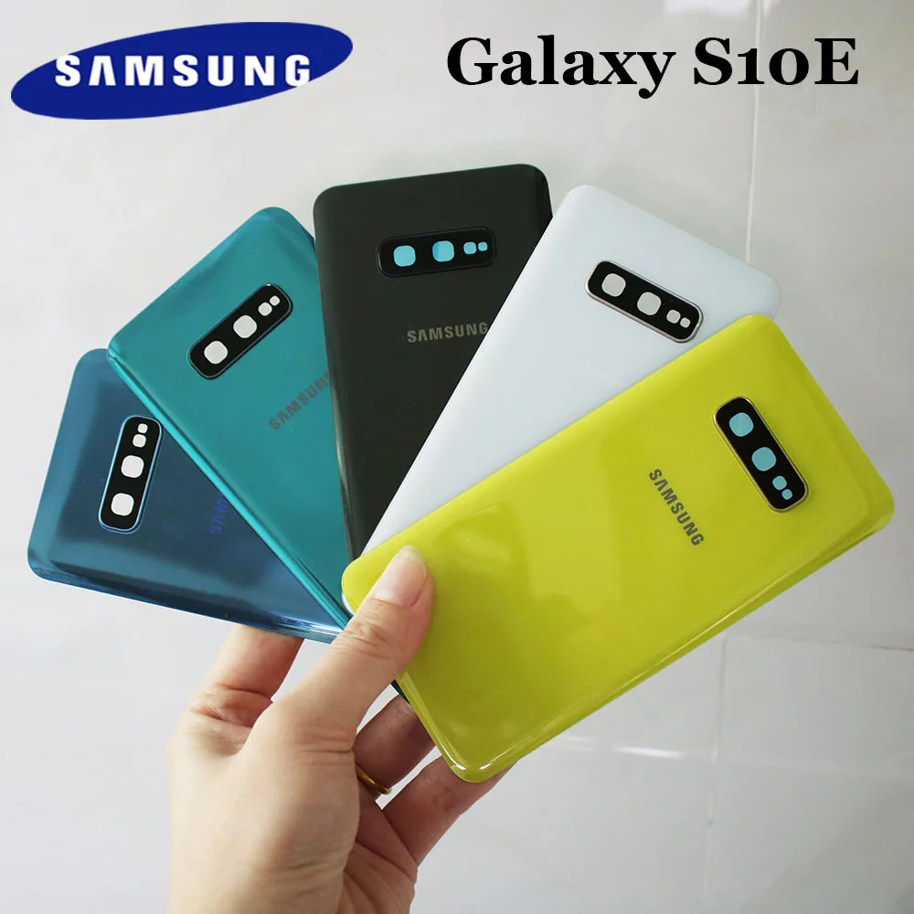 

Original Back Battery Cover Case Real Housing For Samsung Galaxy S10E SM-G9700 Back Glass Panel Case Replacement +Camera Lens