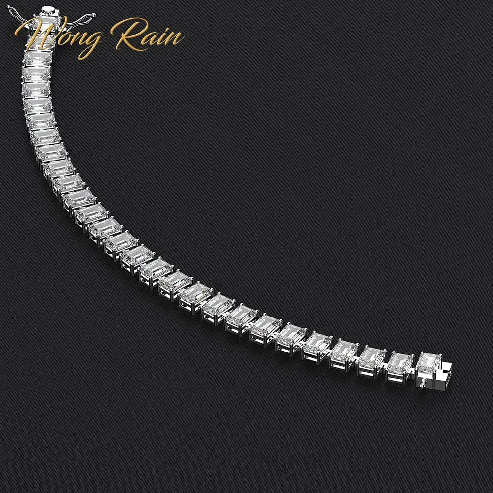 Женский браслет из серебра 100% пробы с муассанитом 5 х7 мм|Гибкие и жесткие